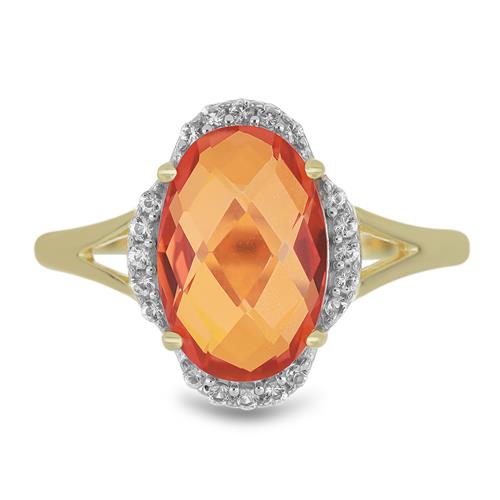 BUY UNIQUE PADPARADSCHA QUARTZ GEMSTONE BIG STONE RING IN 925 SILVER